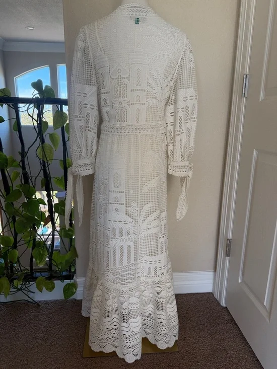 FARM Rio Morada Boa Guipure Lace Maxi Dress XS S 2 4 6 - Picture 11 of 12